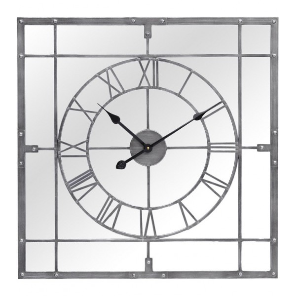 Grey Framed Mirrored Wall Clock Yorkshire, UK United Furnishings
